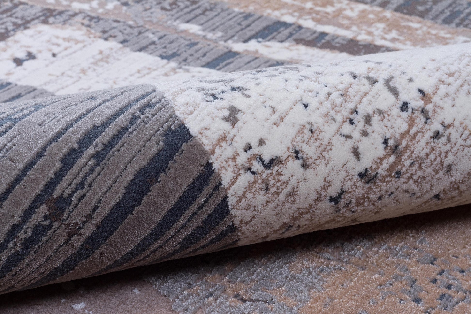 7x10 ft, Modern Abstract Geometric Area Rug - Earth Tones and Slate Gray