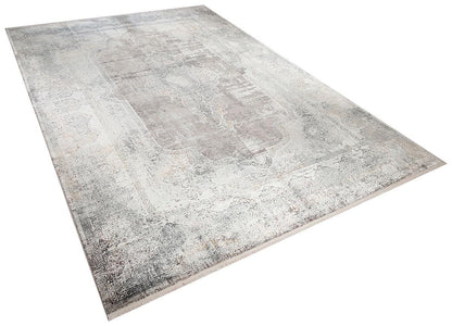 8x11 ft, Vintage Medallion Area Rug in Distressed Charcoal and Slate