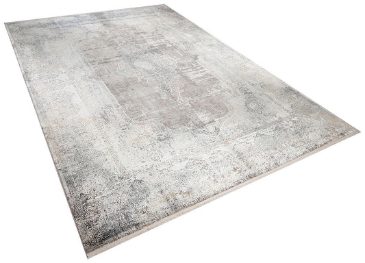 8x11 ft, Vintage Medallion Area Rug in Distressed Charcoal and Slate