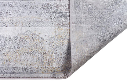 8x11 ft, Vintage Medallion Area Rug in Distressed Charcoal and Slate