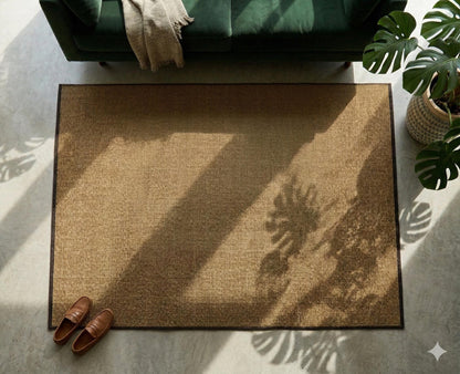 Washable Jute Style Area Rug – Earth Tone Tan, Brown Woven Carpet (Low Pile)