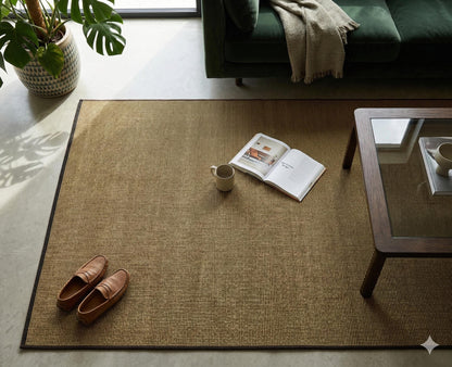 Washable Jute Style Area Rug – Earth Tone Tan, Brown Woven Carpet (Low Pile)