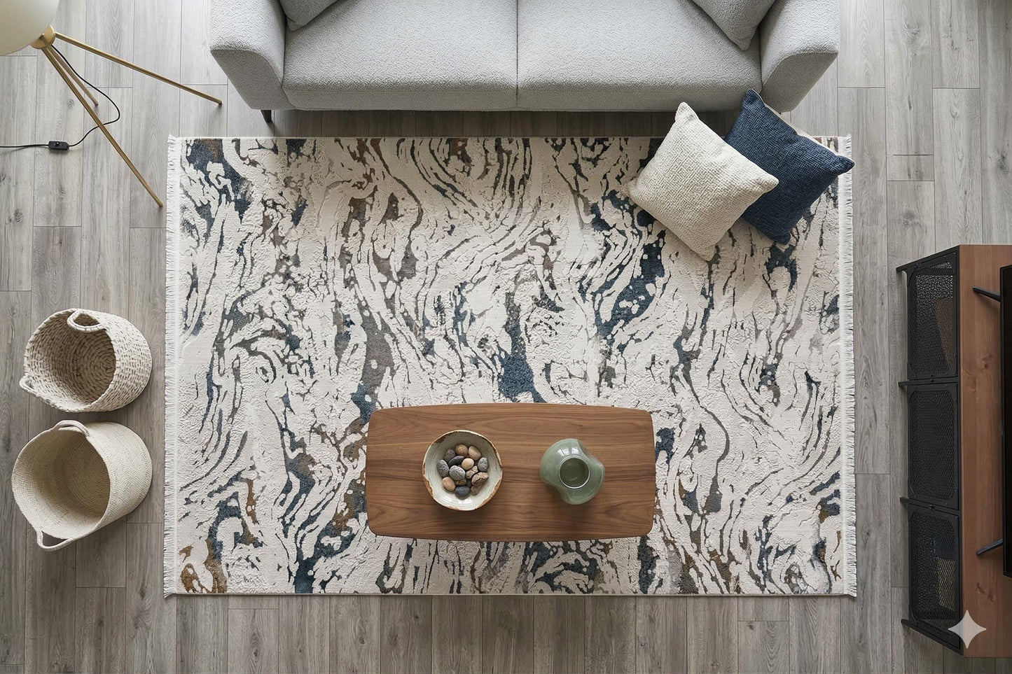 Abstract Swirl Area Rug, Fluid Art Marble Carpet, Soft Transitional Living Room Rug