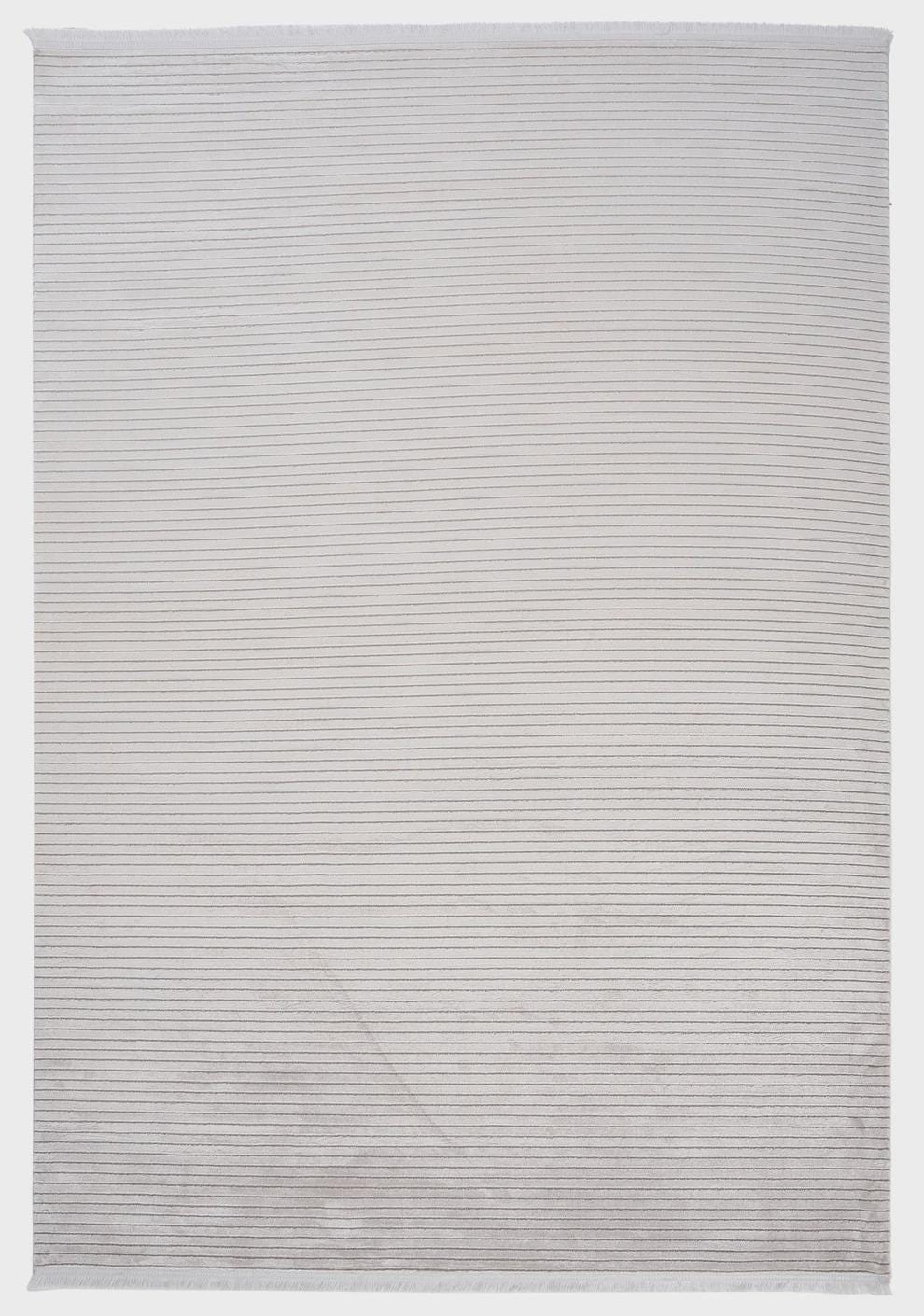 Cream Acrylic Area Rug – Modern Scandi Linear Textured Carpet