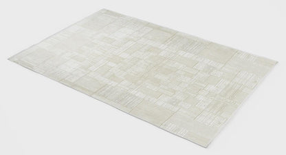 7x10ft, Modern Pearl Geometric Area Rug, Bamboo Silk Viscose Grid Carpet