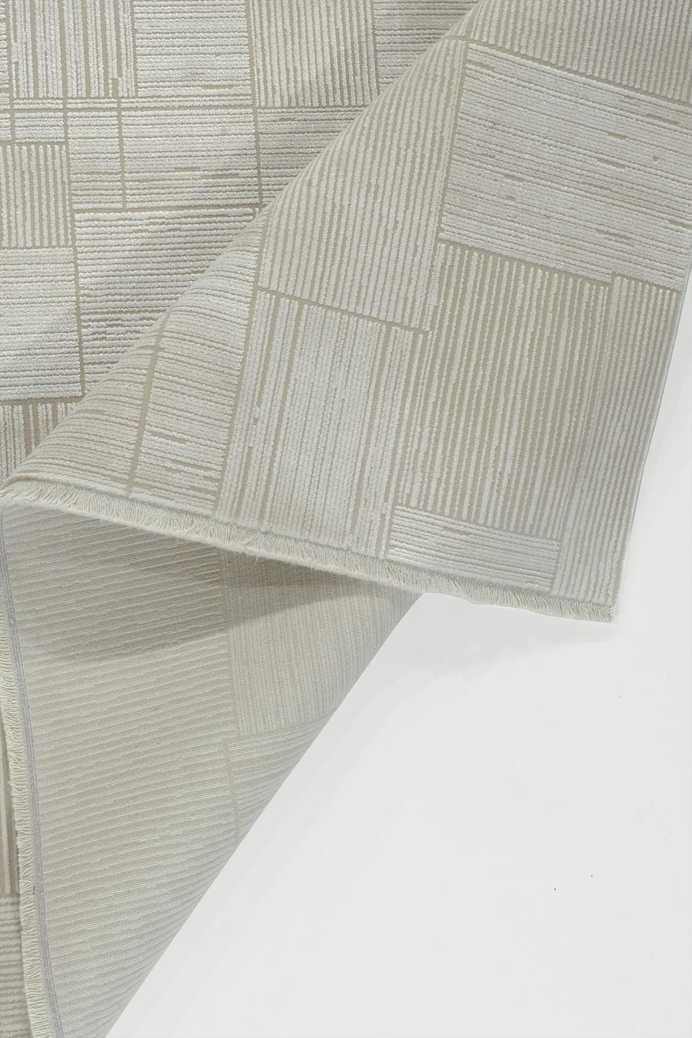 7x10ft, Modern Pearl Geometric Area Rug, Bamboo Silk Viscose Grid Carpet