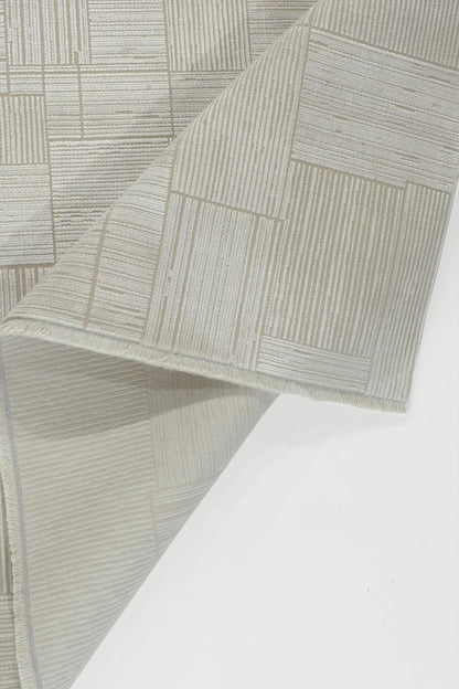 7x10ft, Modern Pearl Geometric Area Rug, Bamboo Silk Viscose Grid Carpet
