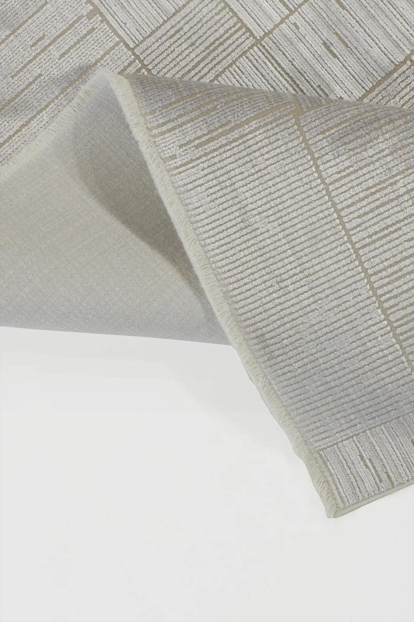 7x10ft, Modern Geometric Area Rug, Silver Grey Bamboo Silk Carpet, Abstract Line Design