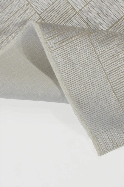 7x10ft, Modern Geometric Area Rug, Silver Grey Bamboo Silk Carpet, Abstract Line Design