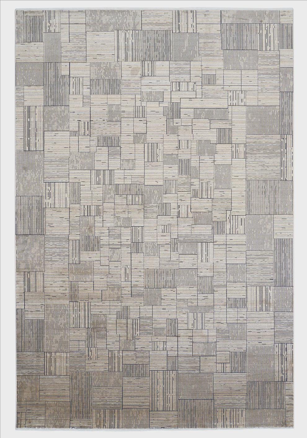 7x10ft, Modern Geometric Viscose Bamboo Silk Rug, Antique Gold Abstract Linear Salon Carpet