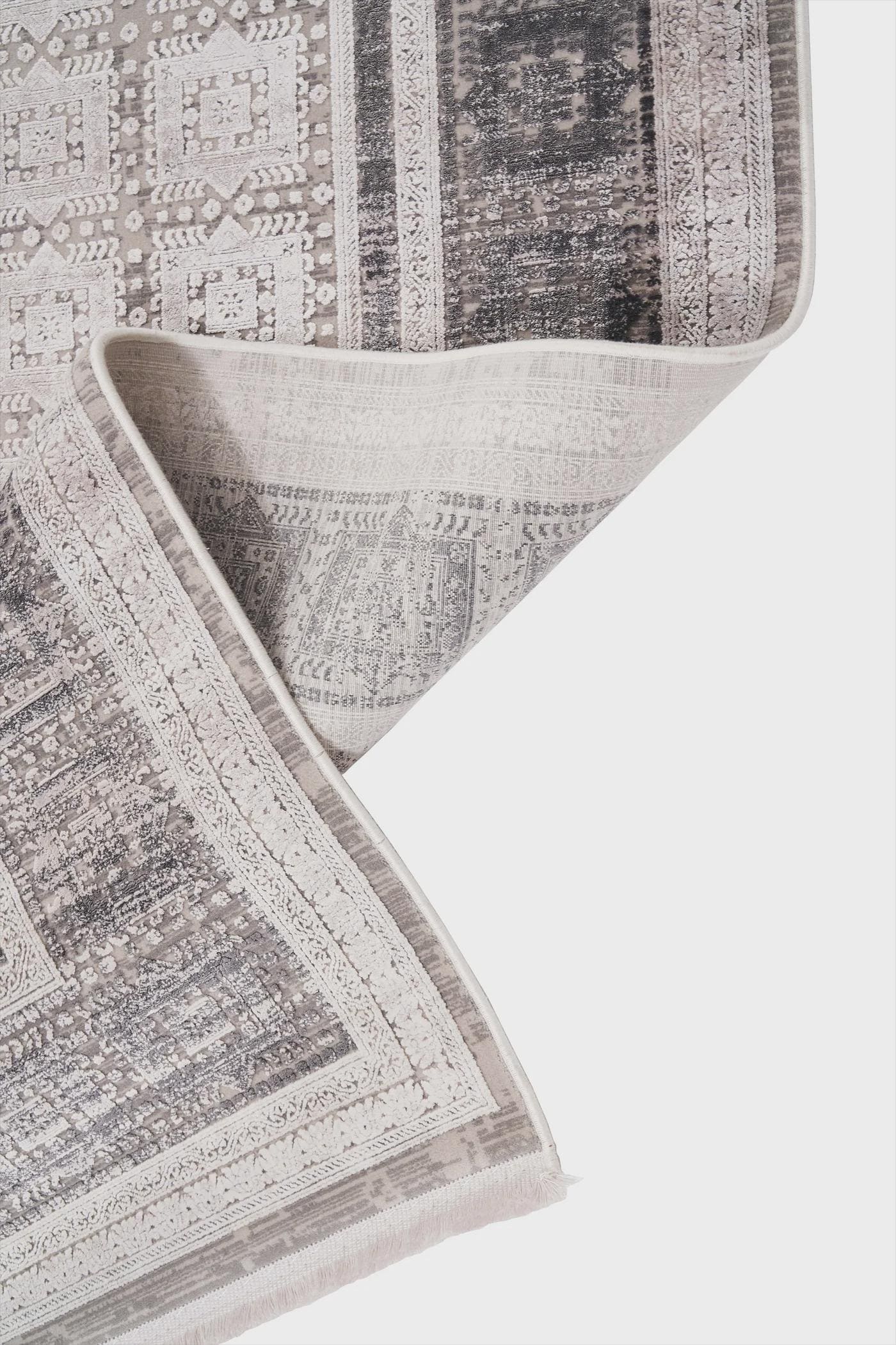 7x10ft, Distressed Oriental Rug, Neutral Gray Viscose Blend, Persian Style Living Room Carpet