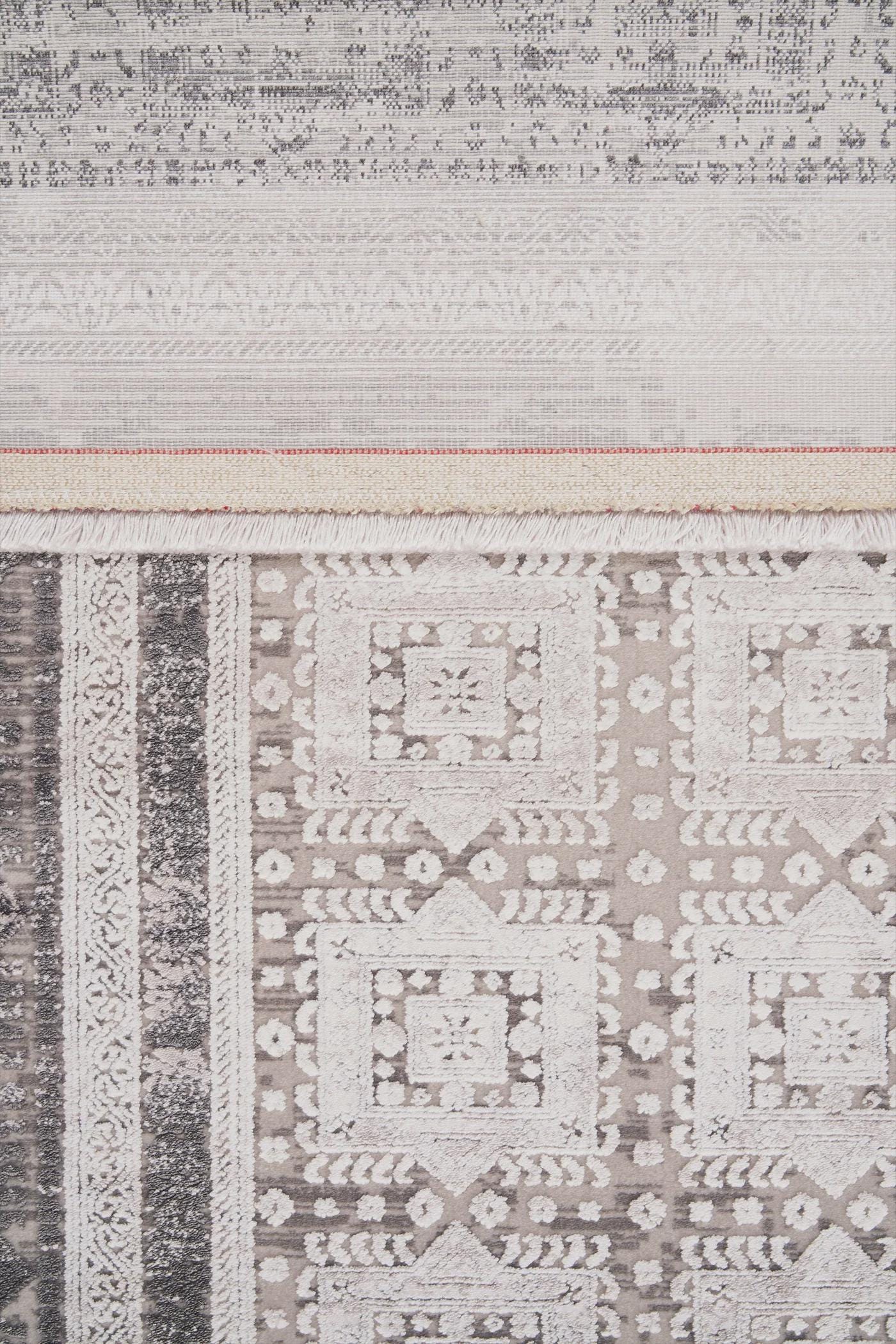 7x10ft, Distressed Oriental Rug, Neutral Gray Viscose Blend, Persian Style Living Room Carpet