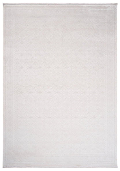 7x10ft, Cream Viscose Geometric Area Rug, Tone-on-Tone Boho Living Room Carpet
