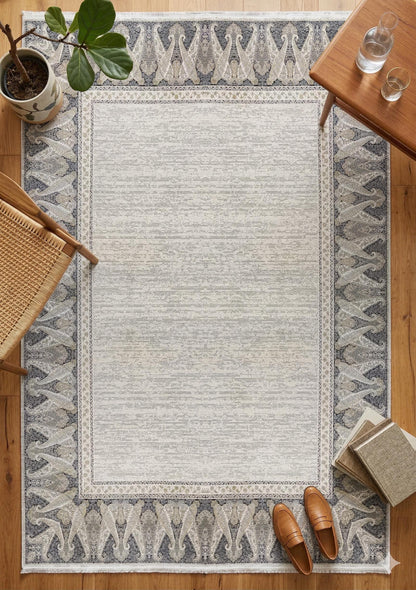 7x10ft, Beige Classic oriental Rug: Bamboo Yarn,fine fringes carpet