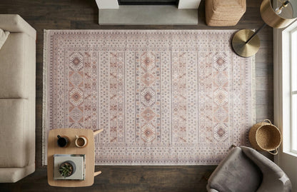 Beige Vintage Oriental Classic Rug: Washable Beige Oushak Carpet with Tassels