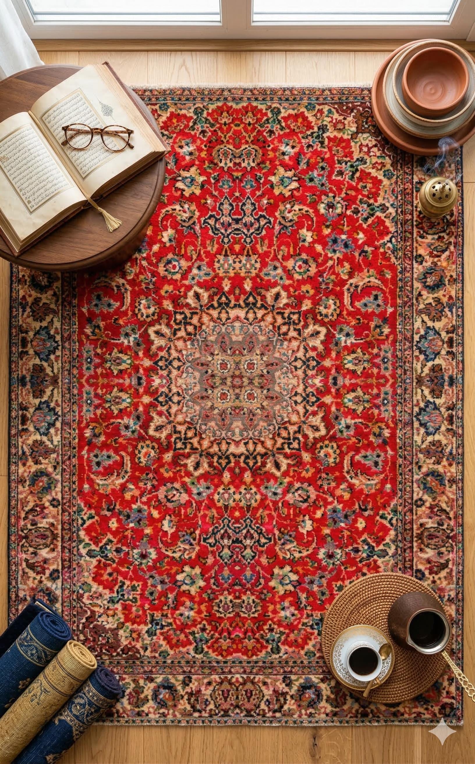 Red Vintage Rug: Classic Washable Rug with Tassels