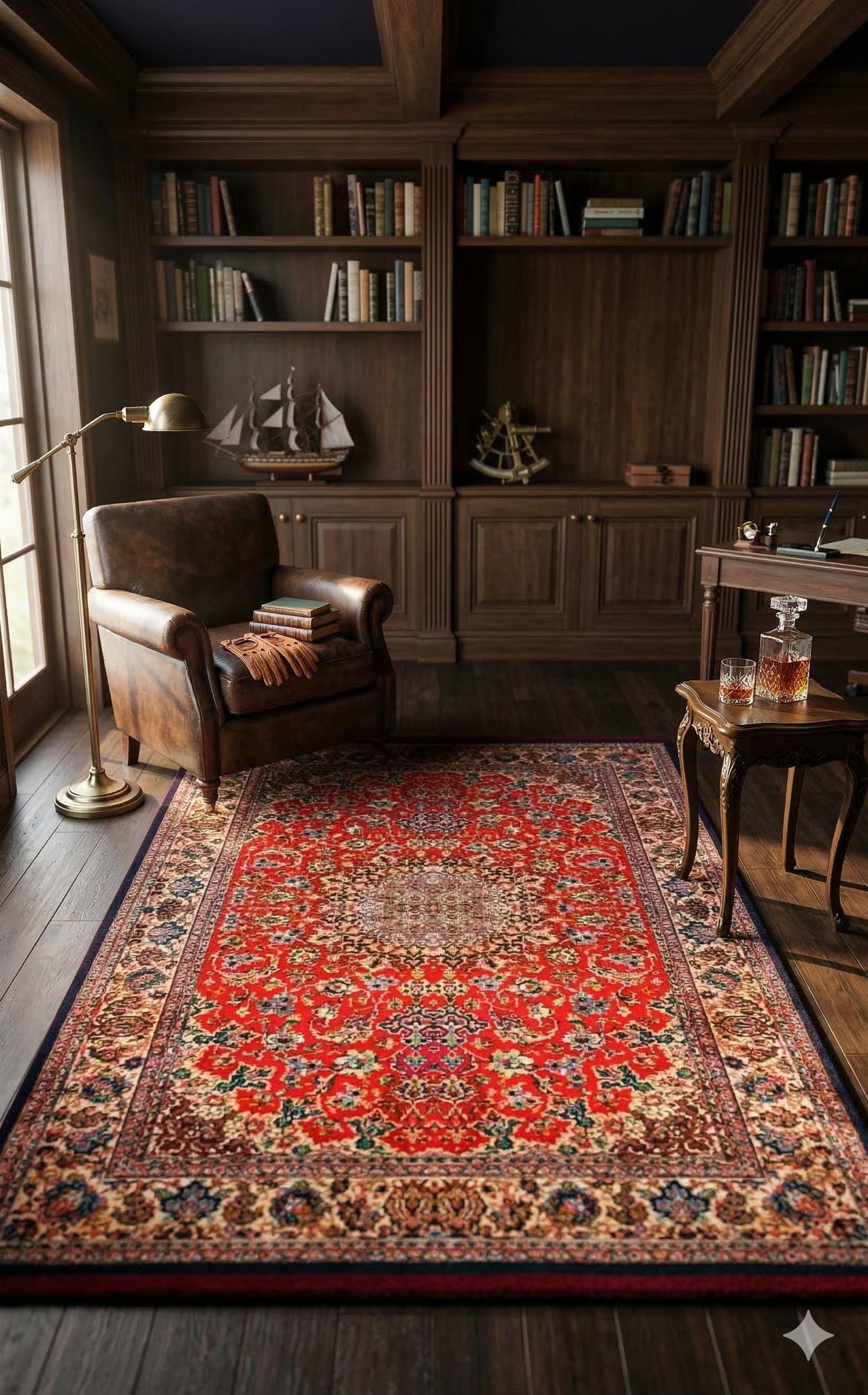 Red Vintage Rug: Classic Washable Rug with Tassels
