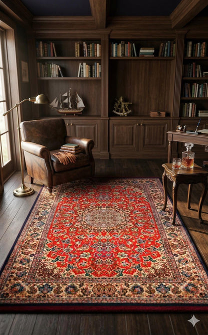 Red Vintage Rug: Classic Washable Rug with Tassels