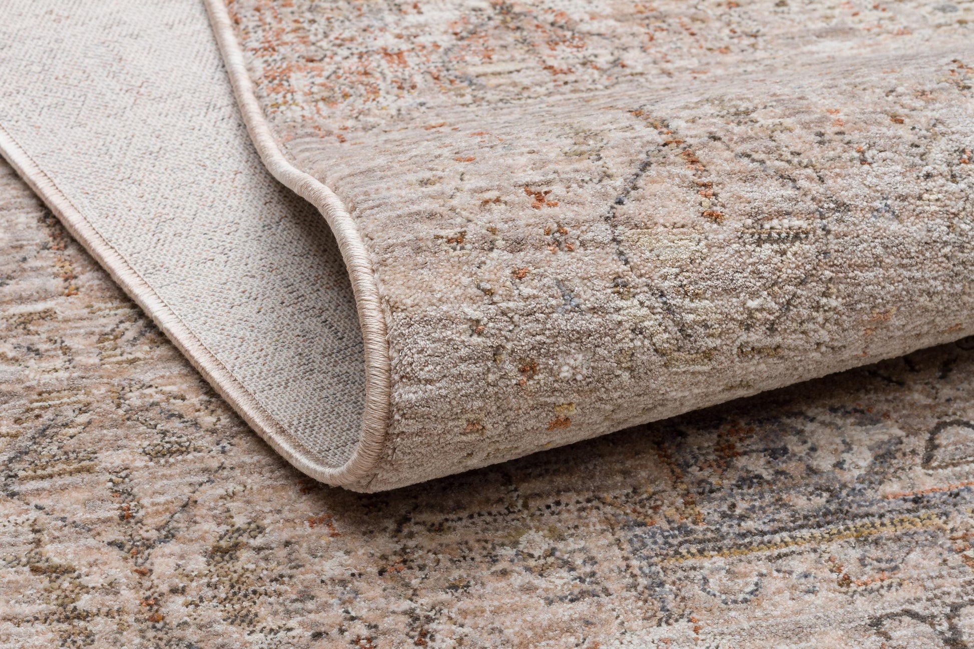 Vintage-Style Distressed Patchwork Area Rug – Muted Earth Tones & Terracotta