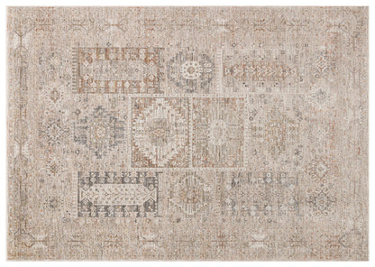Vintage-Style Distressed Patchwork Area Rug – Muted Earth Tones & Terracotta