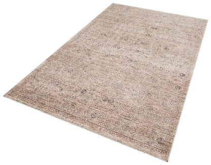 Distressed Turkish Medallion Rug – Neutral Beige Sage Green Oriental Carpet