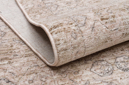 Distressed Turkish Medallion Rug – Neutral Beige Sage Green Oriental Carpet