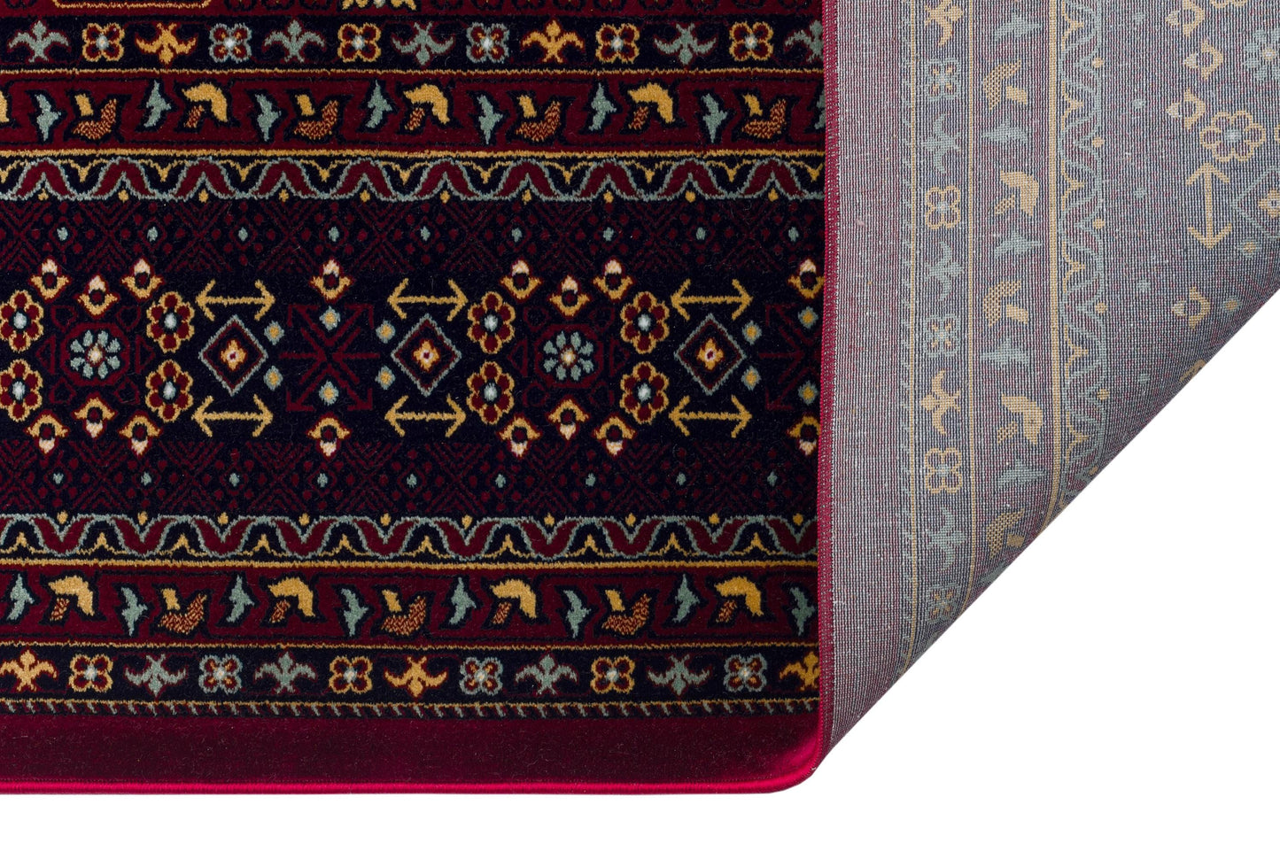 Crimson Red Persian Style Area Rug – Geometric Medallion Oriental Carpet