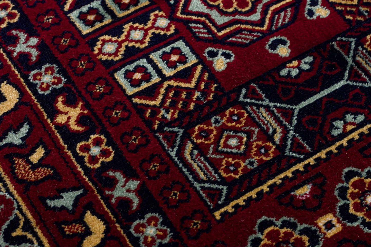 Crimson Red Persian Style Area Rug – Geometric Medallion Oriental Carpet