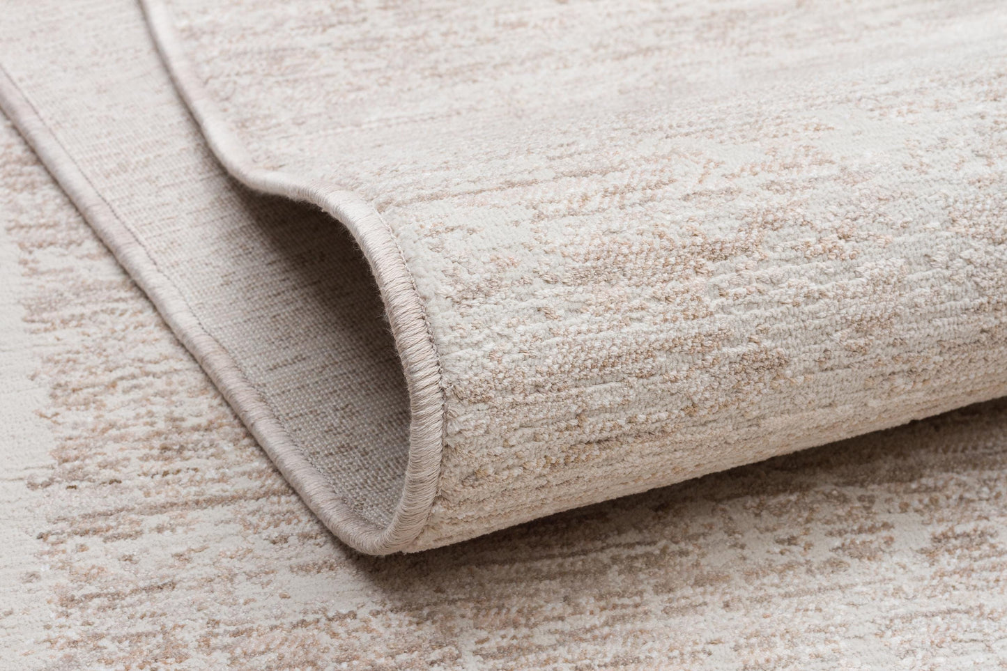 Distressed Abstract Area Rug – Neutral Cream Taupe Low Pile Carpet