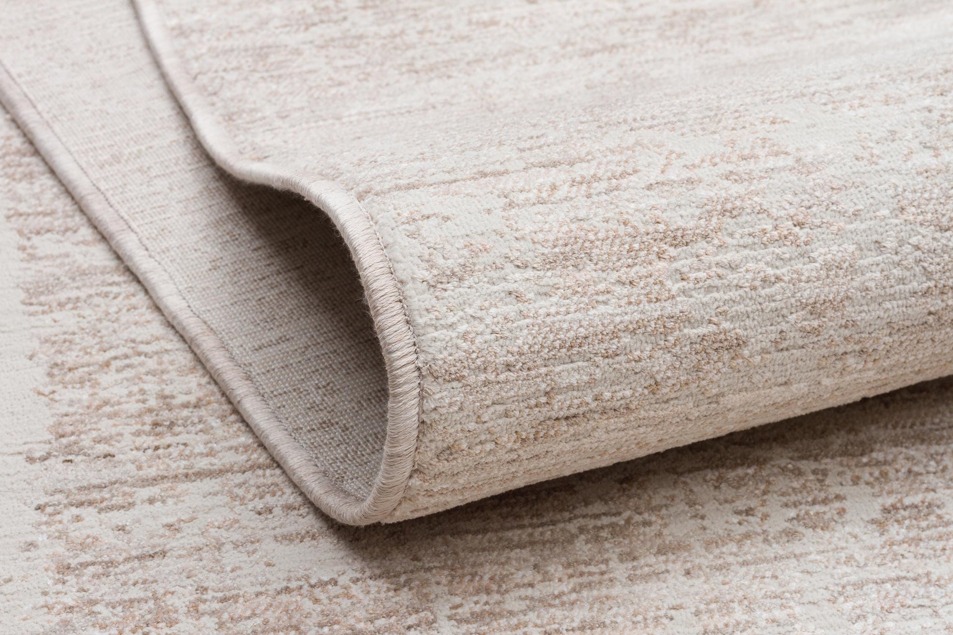 Distressed Abstract Area Rug – Neutral Cream Taupe Low Pile Carpet