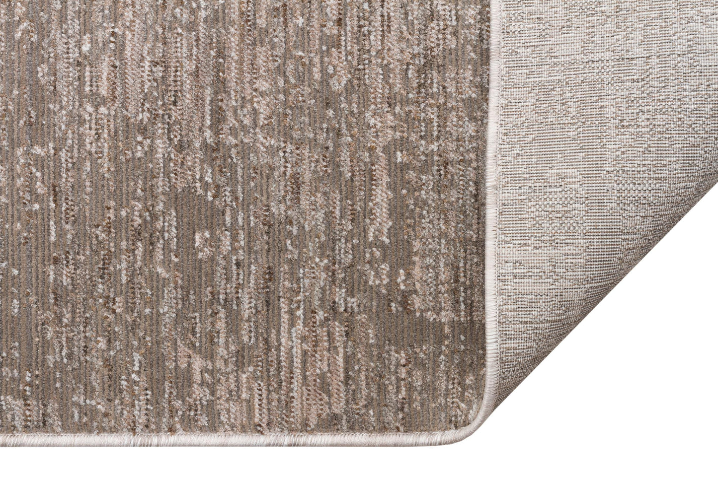 Distressed Abstract Area Rug – Muted Taupe, Gray Low Pile Carpet