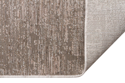 Distressed Abstract Area Rug – Muted Taupe, Gray Low Pile Carpet