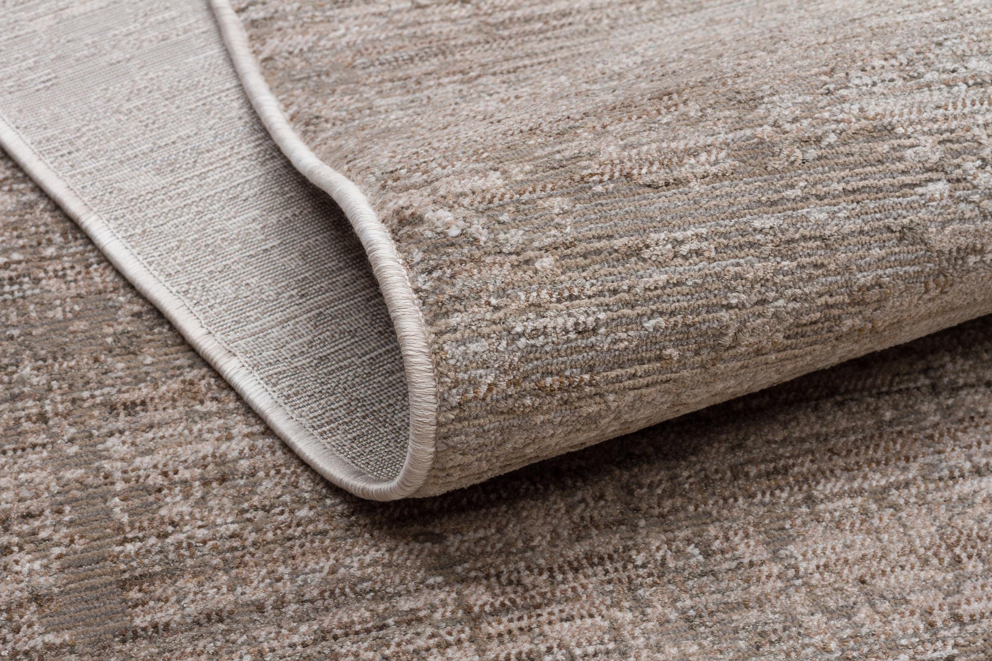 Distressed Abstract Area Rug – Muted Taupe, Gray Low Pile Carpet