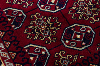 Crimson Red Persian Style Area Rug – Geometric Medallion Oriental Carpet