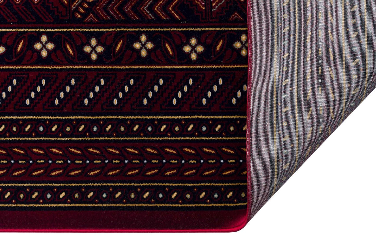 Crimson Red Persian Style Area Rug – Geometric Medallion Oriental Carpet