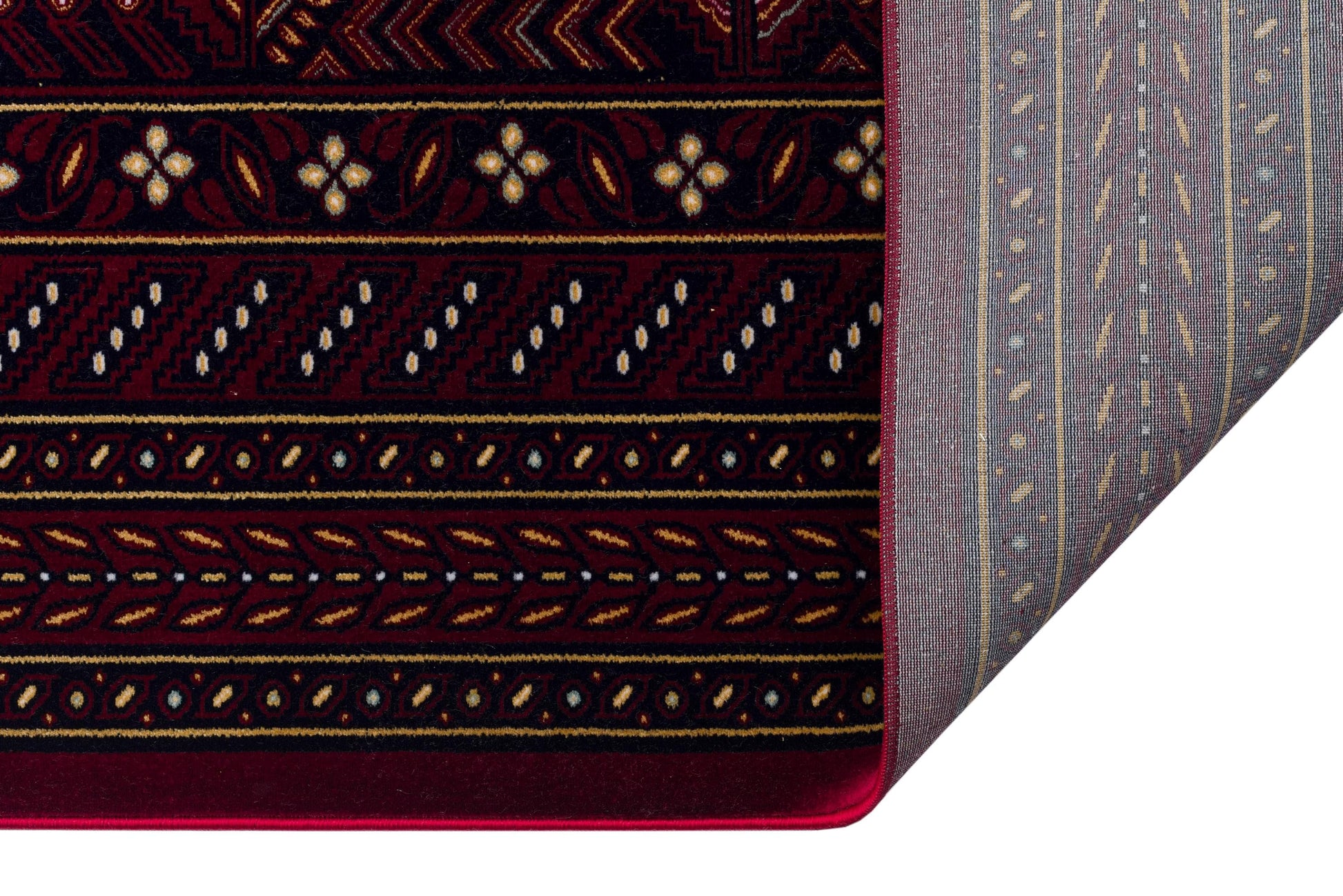 Crimson Red Persian Style Area Rug – Geometric Medallion Oriental Carpet