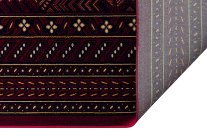 Crimson Red Persian Style Area Rug – Geometric Medallion Oriental Carpet
