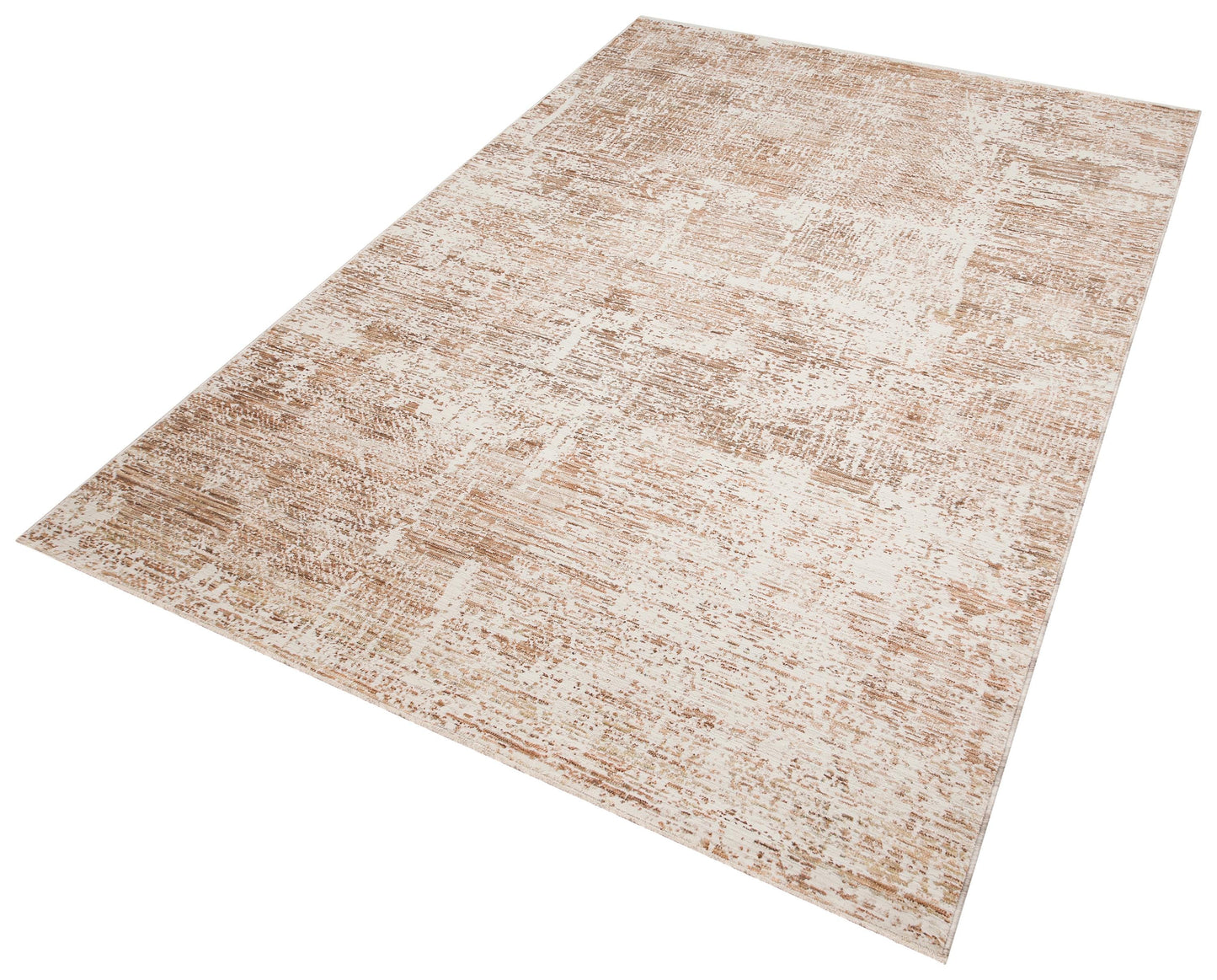 Distressed Abstract Area Rug – Terracotta Cream Faded Vintage Style Carpet