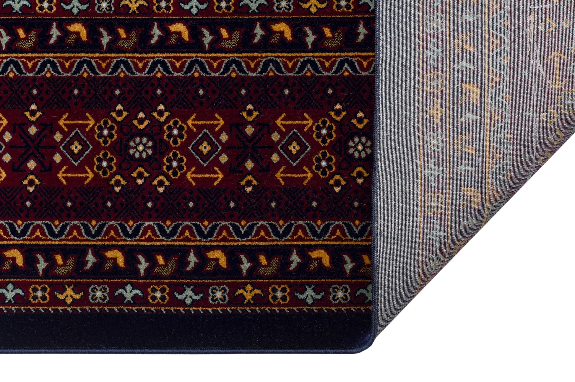 Crimson Red Persian Style Area Rug – Geometric Medallion Oriental Carpet