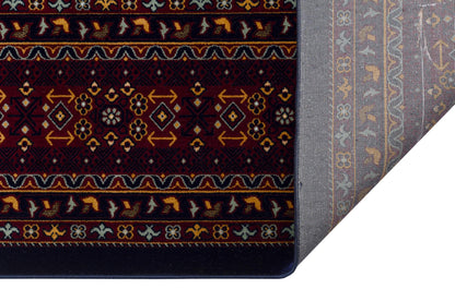 Crimson Red Persian Style Area Rug – Geometric Medallion Oriental Carpet