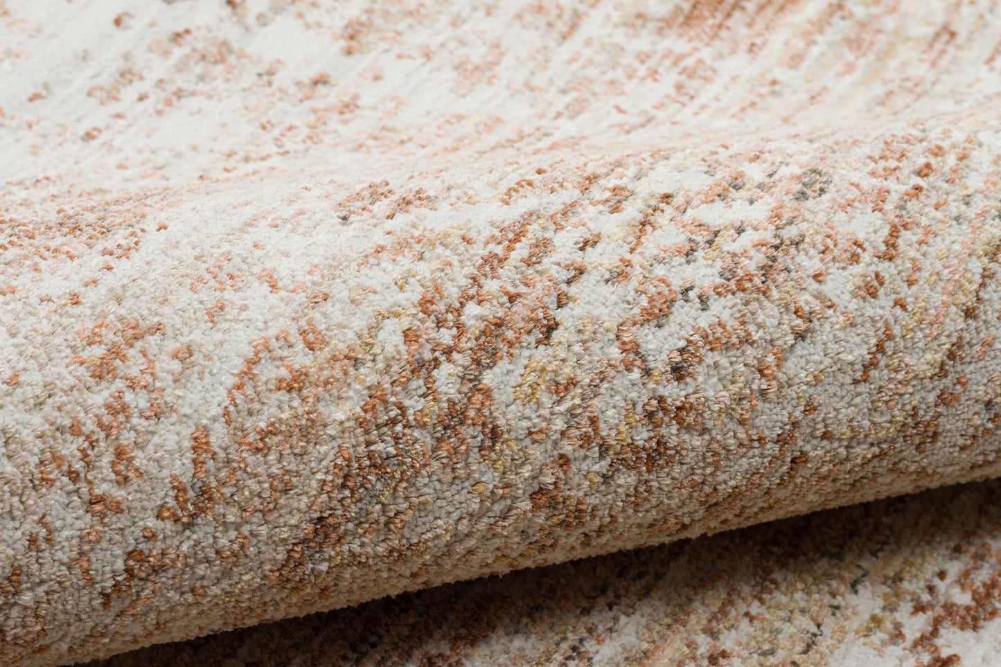 Distressed Abstract Area Rug – Terracotta Cream Faded Vintage Style Carpet