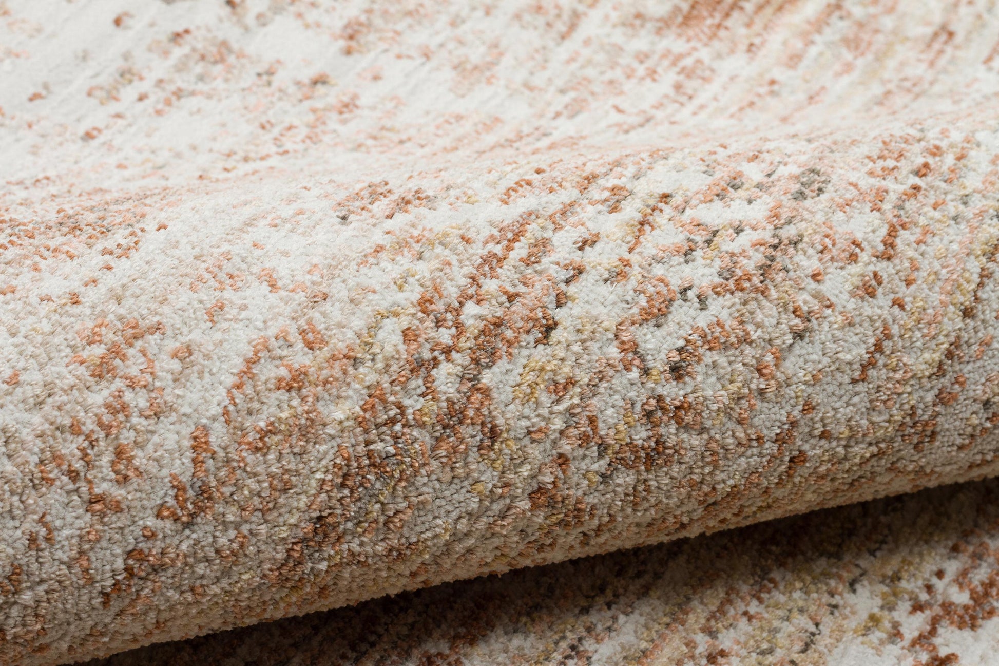 Distressed Abstract Area Rug – Terracotta Cream Faded Vintage Style Carpet
