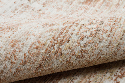 Distressed Abstract Area Rug – Terracotta Cream Faded Vintage Style Carpet