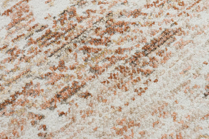 Distressed Abstract Area Rug – Terracotta Cream Faded Vintage Style Carpet