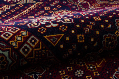 Crimson Red Persian Style Area Rug – Geometric Medallion Oriental Carpet