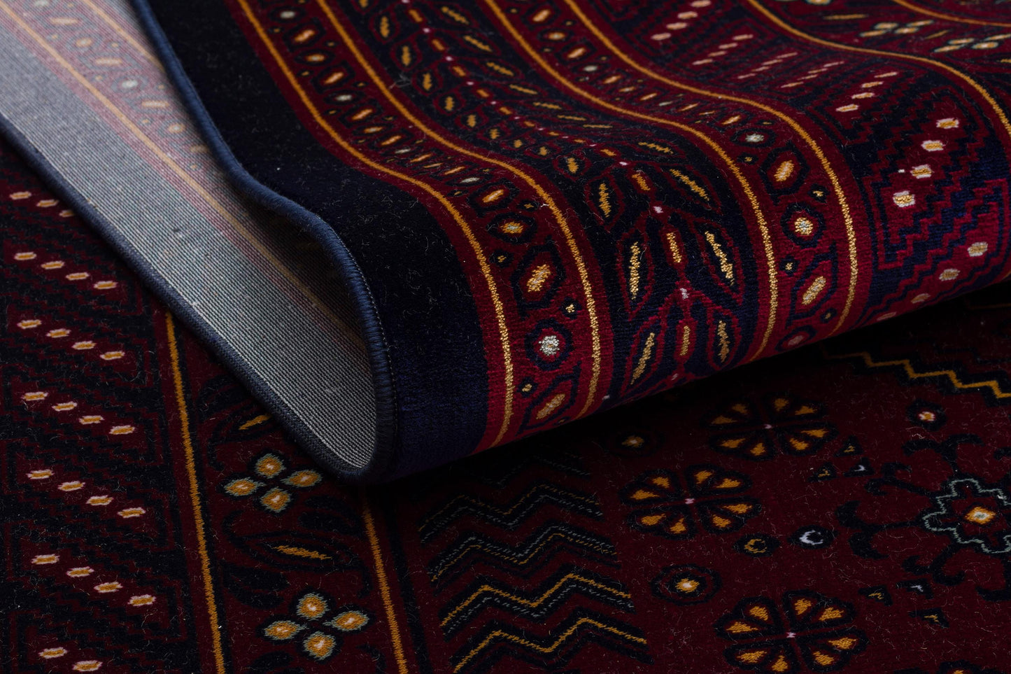 Crimson Red Persian Style Area Rug – Geometric Medallion Oriental Carpet