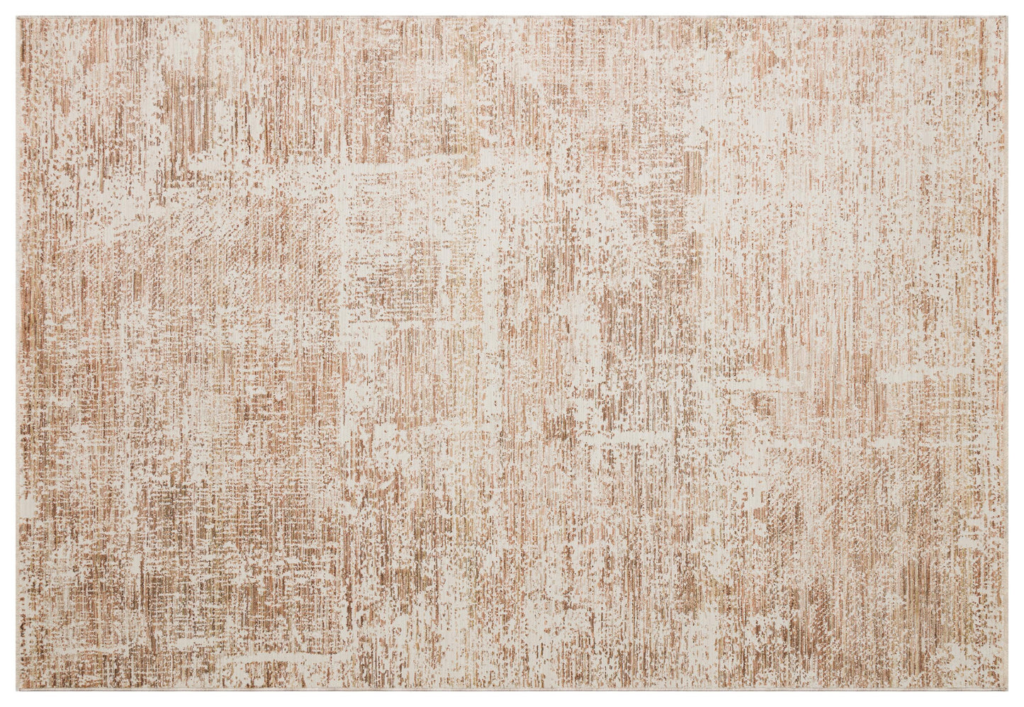 Distressed Abstract Area Rug – Terracotta Cream Faded Vintage Style Carpet