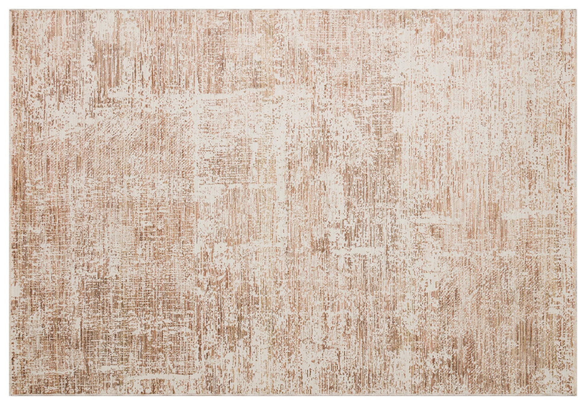 Distressed Abstract Area Rug – Terracotta Cream Faded Vintage Style Carpet
