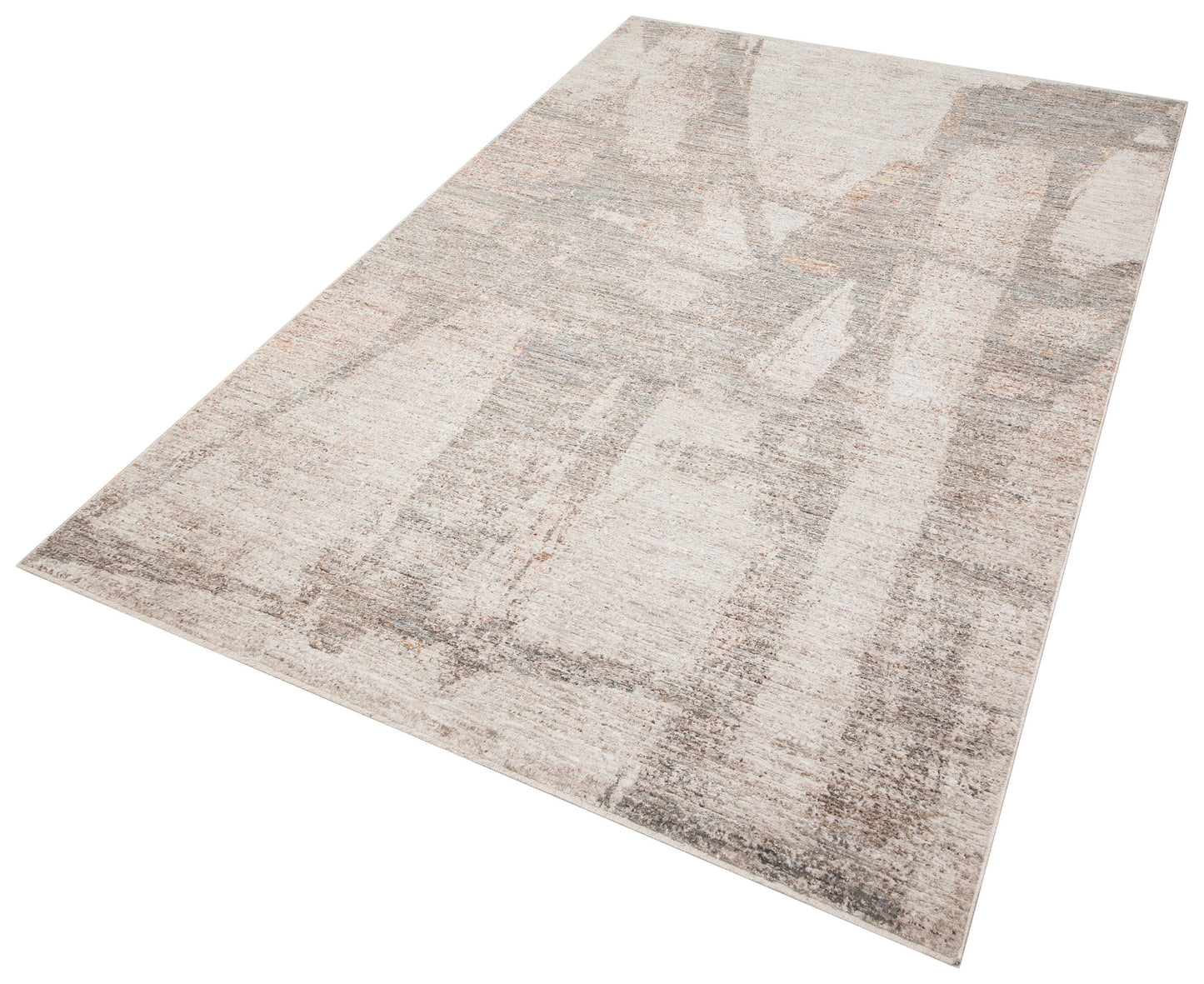 Modern Abstract Area Rug – Distressed Beige, Grey, Terracotta Industrial Carpet