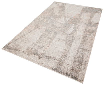 Modern Abstract Area Rug – Distressed Beige, Grey, Terracotta Industrial Carpet